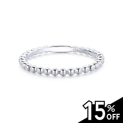 14K White Gold Bujukan Beaded Stackable Ring