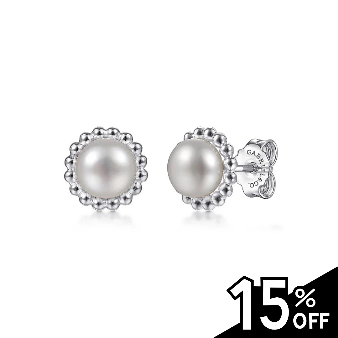 925 Sterling Silver Bujukan Pearl Stud Earrings