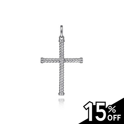 925 Sterling Silver Twisted Rope Cross Pendant