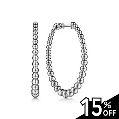 925 Sterling Silver Bujukan Graduated 40mm Classic Hoop Earrings