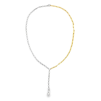 14K Two-Tone Gold Diamond Paperclip Necklace