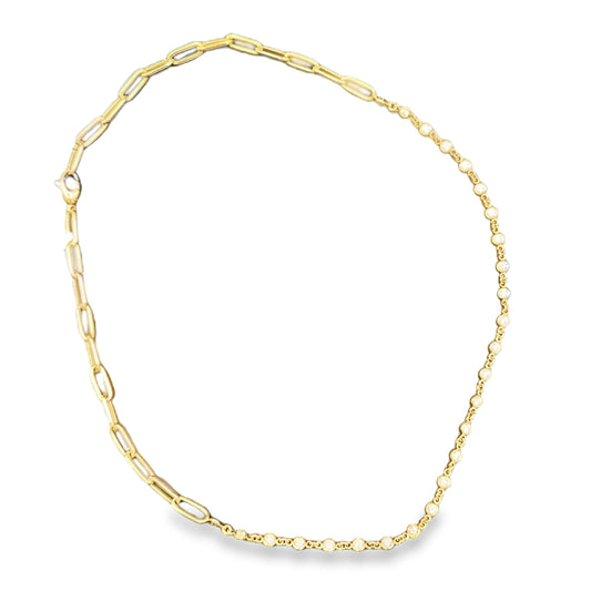 14K Yellow Gold Diamond Paperclip Necklace