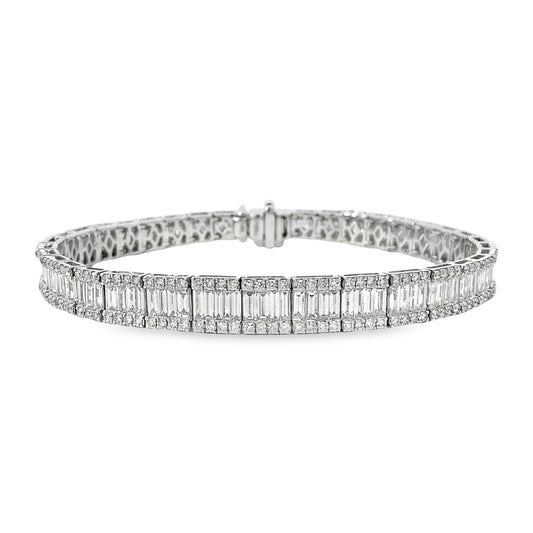 Stern International | 14K White Gold and Baguette Diamond Bracelet