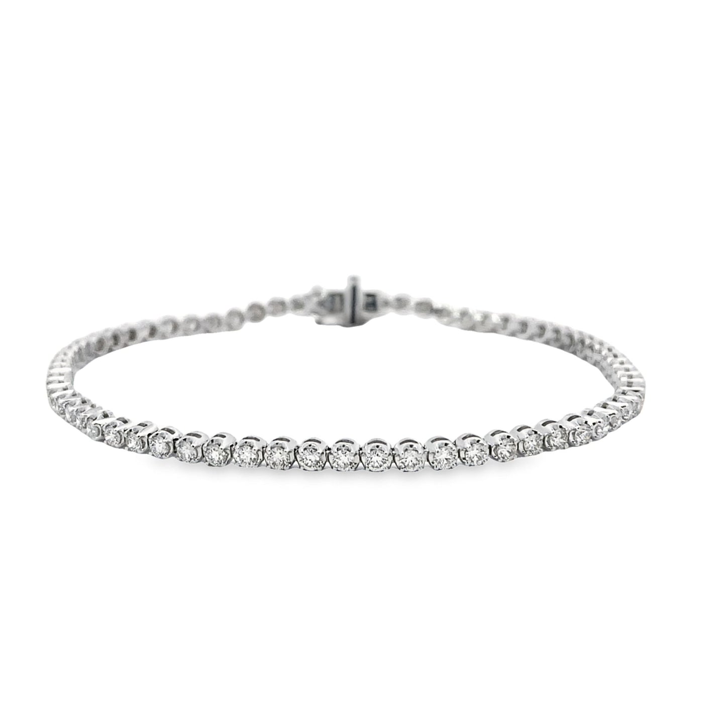 14K White Gold Diamond Tennis Bracelet - 3.90ct