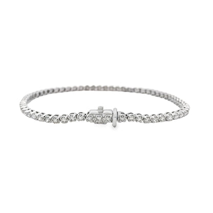 14K White Gold Diamond Tennis Bracelet - 3.90ct