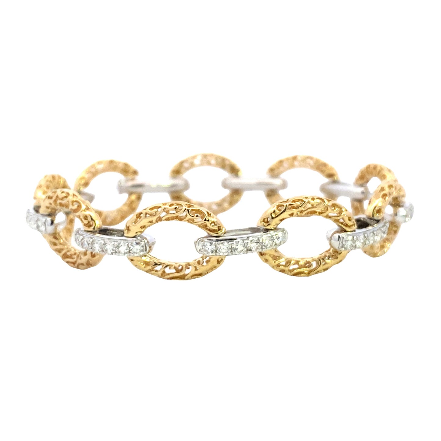 Stern International | 14K White-Yellow Gold Diamond Cable Link Bracelet