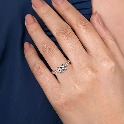 14K White Gold Round Diamond Engagement Ring