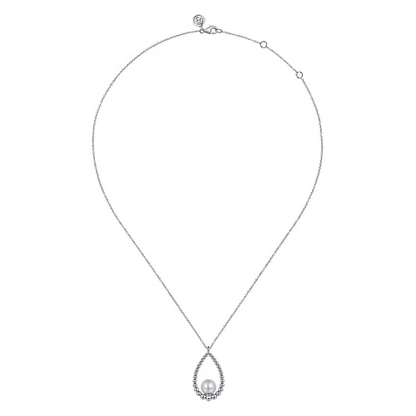 925 Sterling Silver Pearl Bujukan Teardrop Necklace