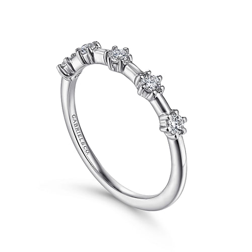 14K White Gold Diamond Station Anniversary Band