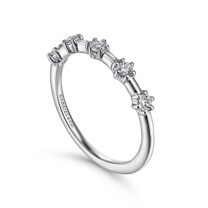 14K White Gold Diamond Station Anniversary Band