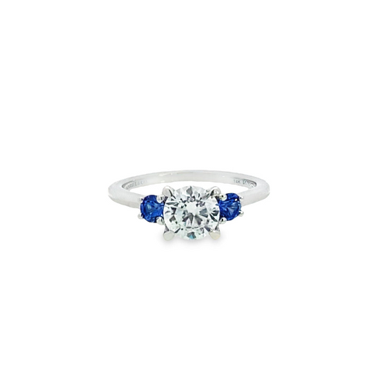 White Gold and Sapphire Three Stone Engagement Ring