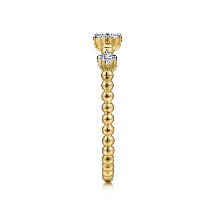 14K Yellow Gold Diamond Station Bujukan Stackable Ring