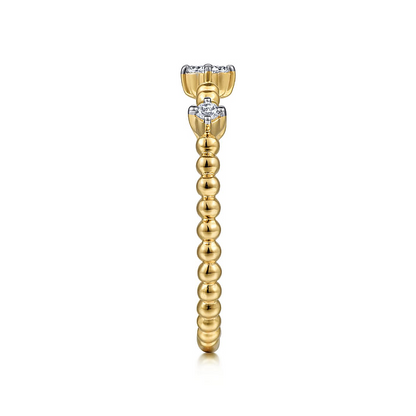 14K Yellow Gold Diamond Station Bujukan Stackable Ring