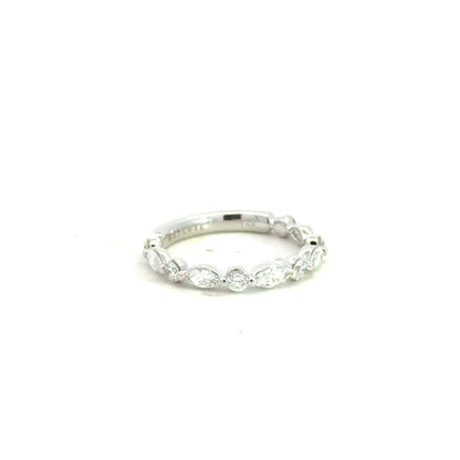 14K White Gold Diamond Wedding Band - 0.81 Carats
