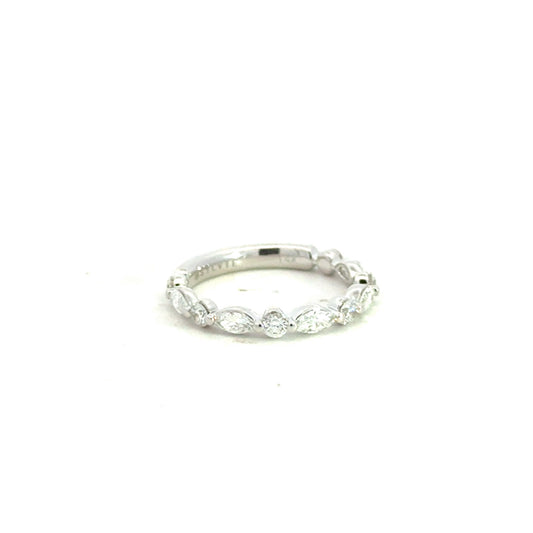 14K White Gold Diamond Wedding Band - 0.81 Carats