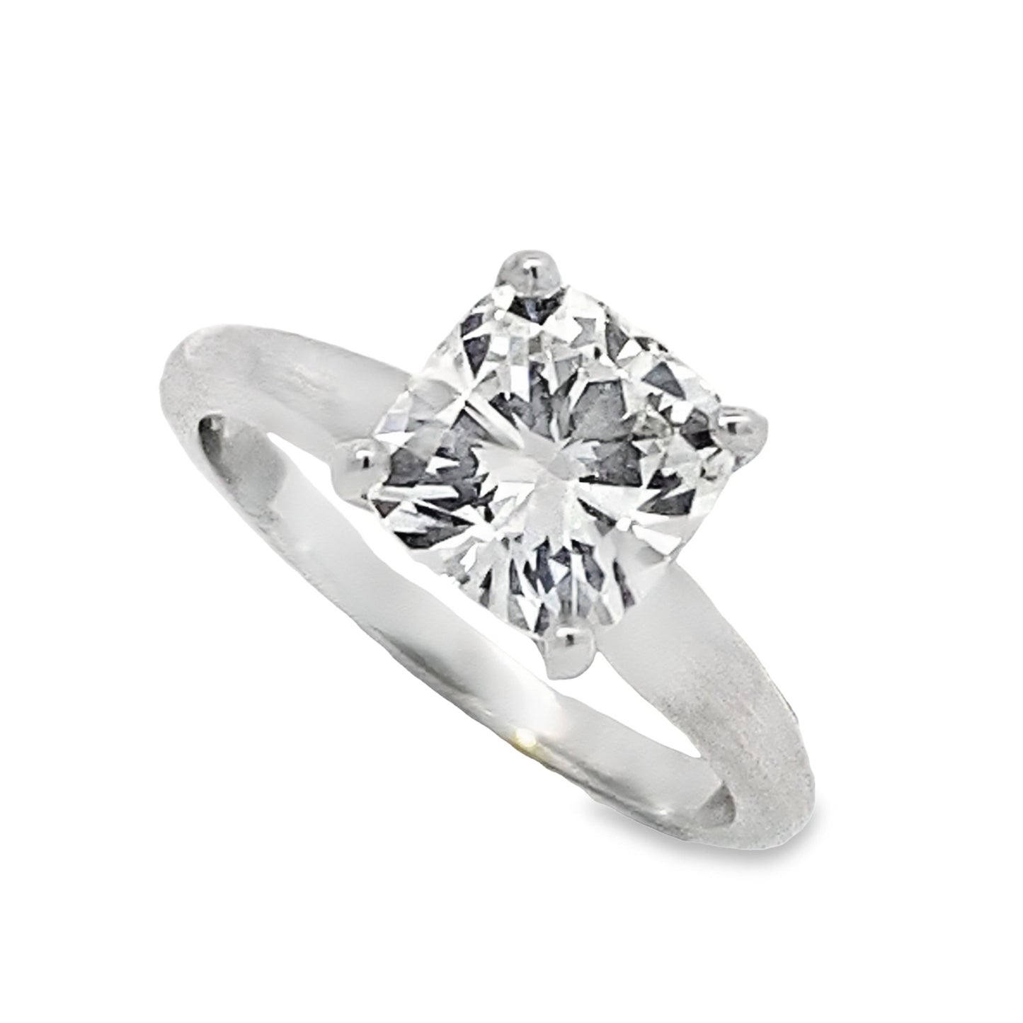 Die Struck Classic Cushion Cut Solitaire Engagement Ring