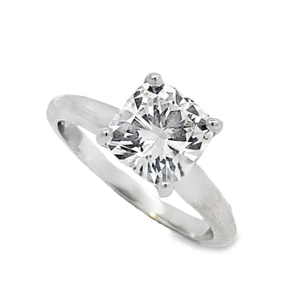 Die Struck Classic Cushion Cut Solitaire Engagement Ring