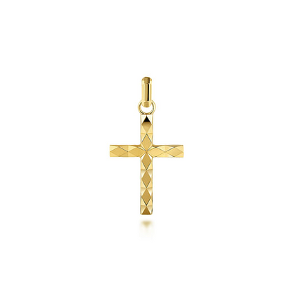 14K Yellow Gold Faceted Cross Pendant