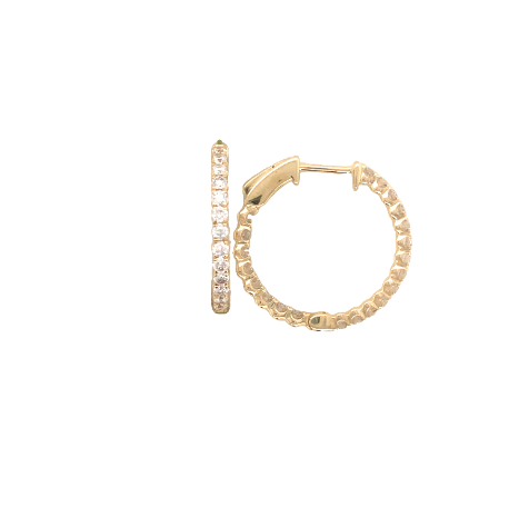 14K Yellow Gold Inside Out Diamond Hoops - 0.95ct