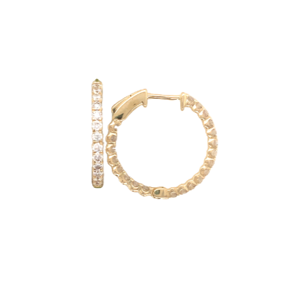 14K Yellow Gold Inside Out Diamond Hoops - 0.95ct