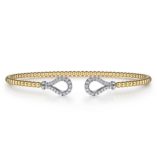 14K Yellow-White Gold Bujukan Diamond Teardrops Bangle