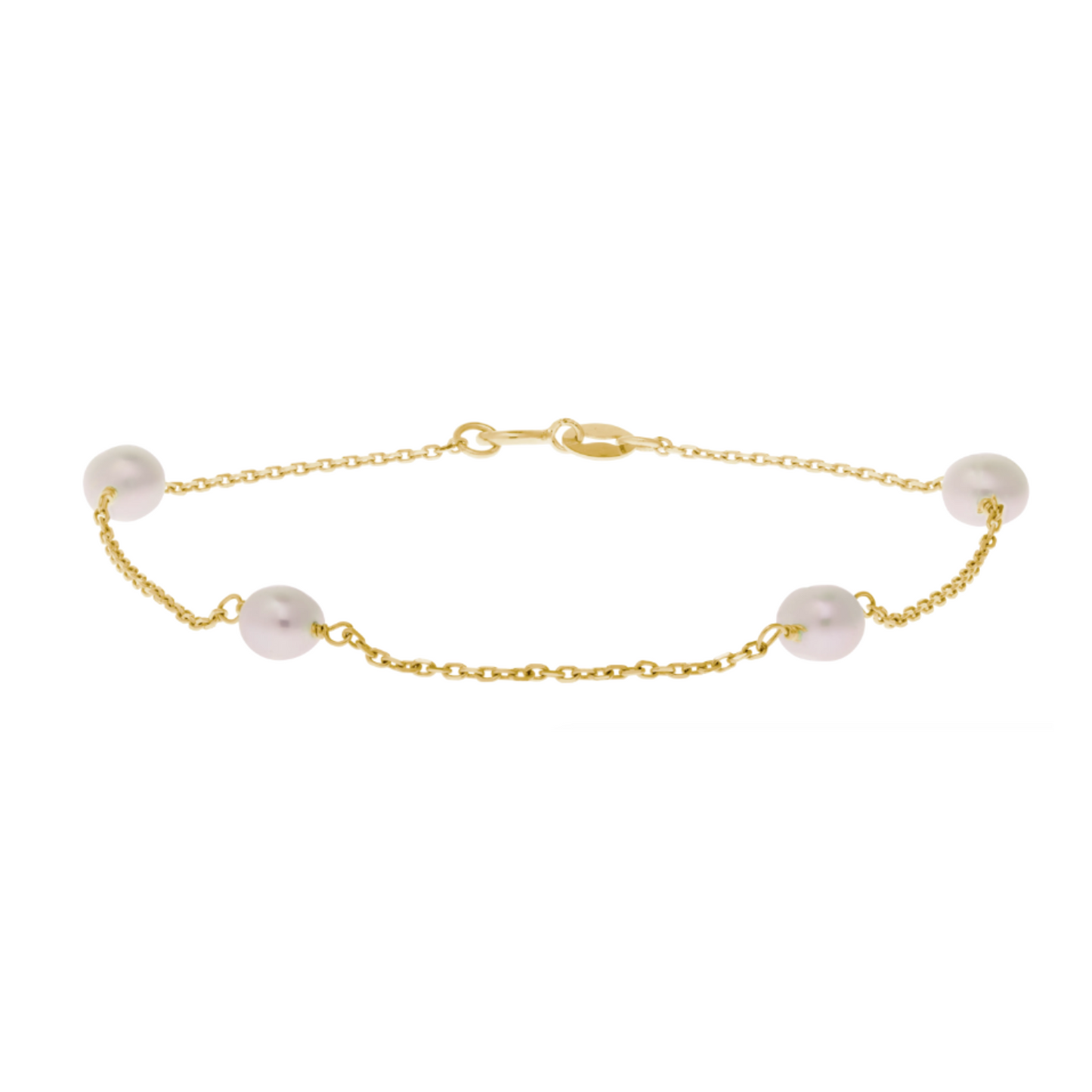 14K Yellow Gold Children's Pearl Station Bracelet