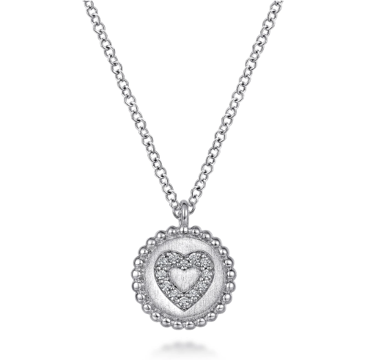 Sterling Silver Bujukan Diamond Heart Pendant Necklace