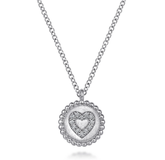 Sterling Silver Bujukan Diamond Heart Pendant Necklace