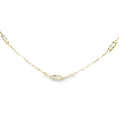 14K Baguette Diamond Necklace