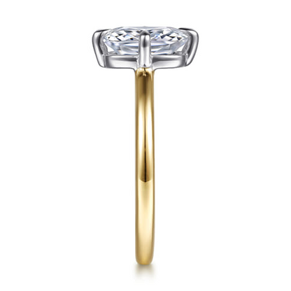 14K White and Yellow Gold Diamond Engagement Ring Setting – Contemporary Collection