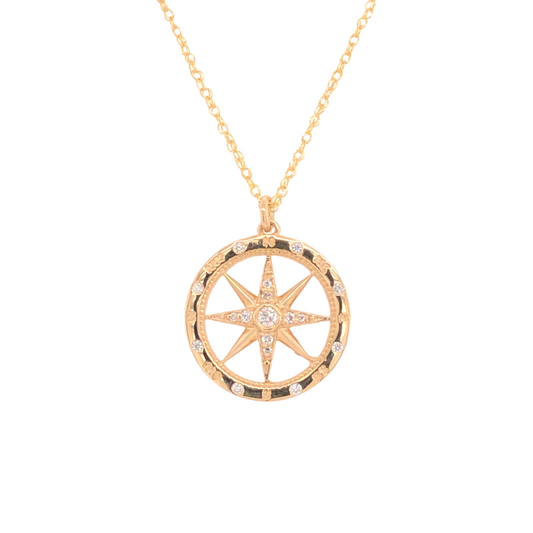 David Connolly | Medium Windrose Style Round Diamond Compass Pendant