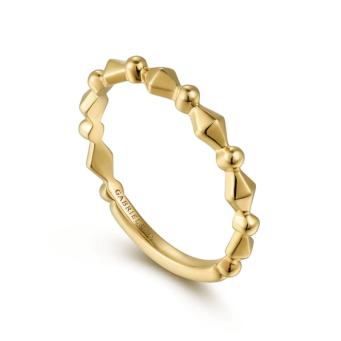 14K Yellow Gold Geometric Station Stackable Ring