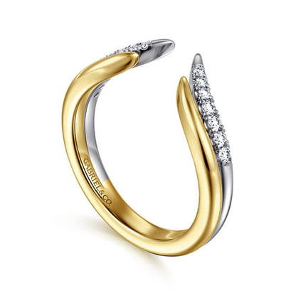 14K White-Yellow Gold U-Setting Diamond Open Anniversary Band (.15 CTW)