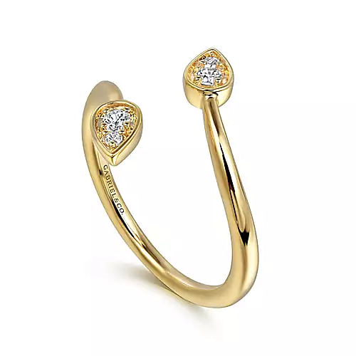 Gabriel & Co | 14K Yellow Gold Diamond By-pass Ladies Ring