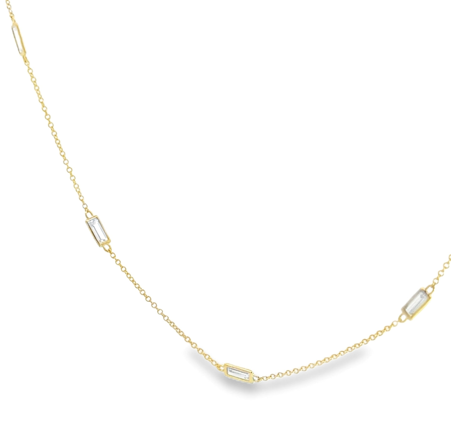 14K Baguette Diamond Necklace