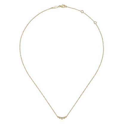 14K Yellow Gold Curved Diamond Bar Necklace