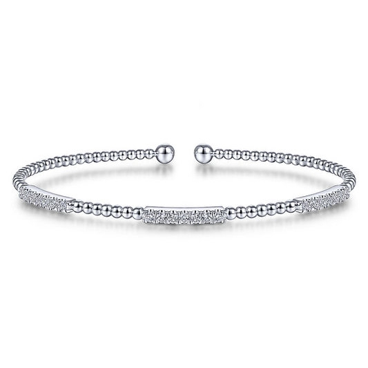 14K White Gold Bujukan Diamond Stations Bangle