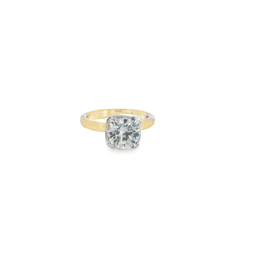 14K White and Yellow Gold Diamond Engagement Ring