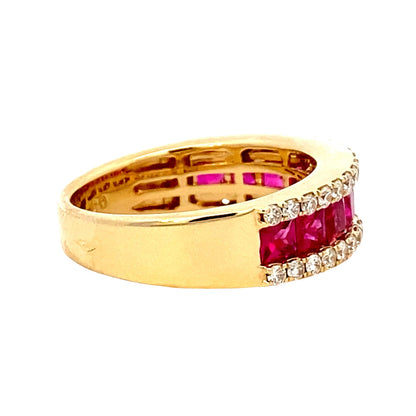 Stern International | 14K Yellow Gold Diamond and Ruby Ring