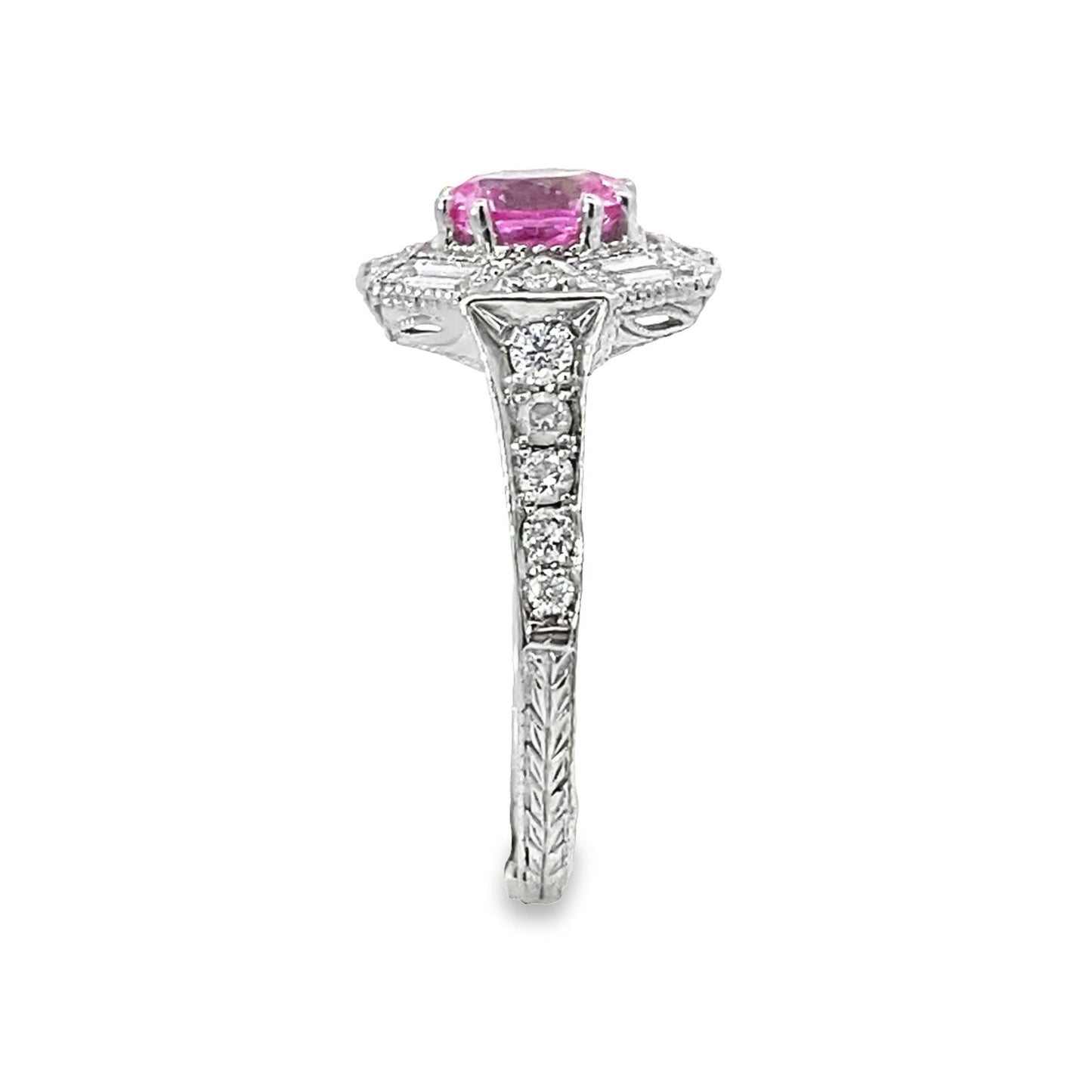 Kirkland Jewelry Estate | 14K White Gold Diamond and Pink Zircon Antique Ring