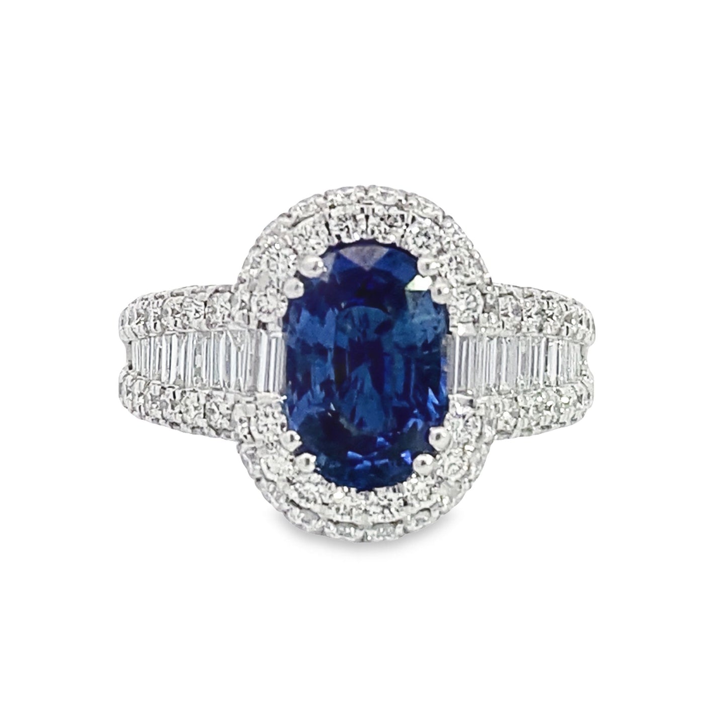 Stern International | 14K White Gold Diamond and Sapphire Fashion Ring
