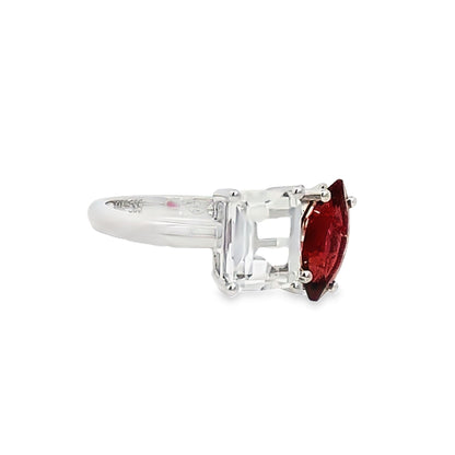 Two-Stone Garnet and White Topaz Ring