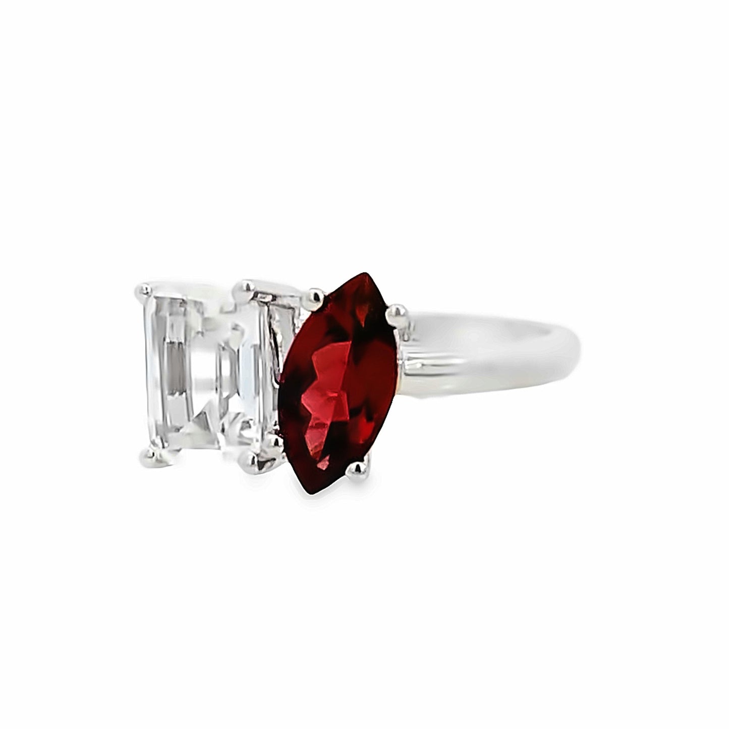 Luvente | Two-Stone Garnet and White Topaz Ring