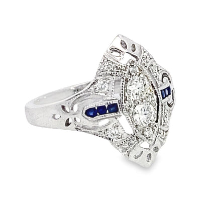 Viken Jewelry | Vintage 14K White Gold Diamond and Sapphire Ring