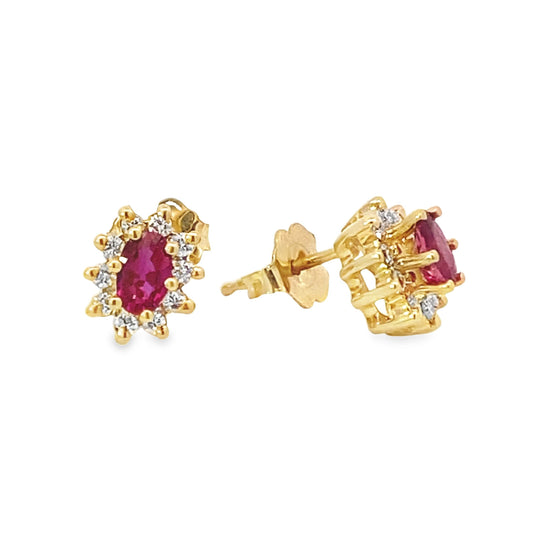 Kirkland Jewelry Estate | 14K Yellow Gold Diamond and Ruby Earrings