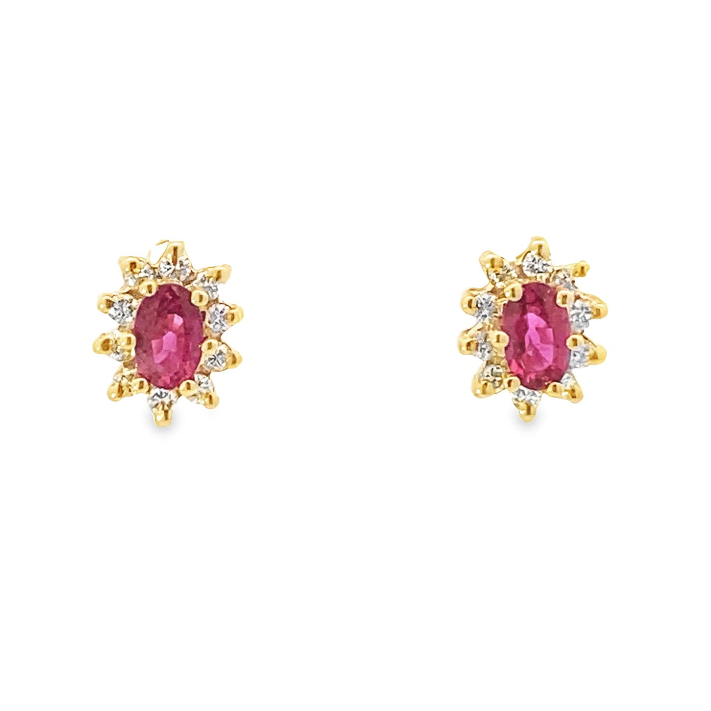 Kirkland Jewelry Estate | 14K Yellow Gold Diamond and Ruby Earrings