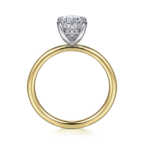 Cari - 14K White-Yellow Gold Hidden Halo Oval Diamond Engagement Ring