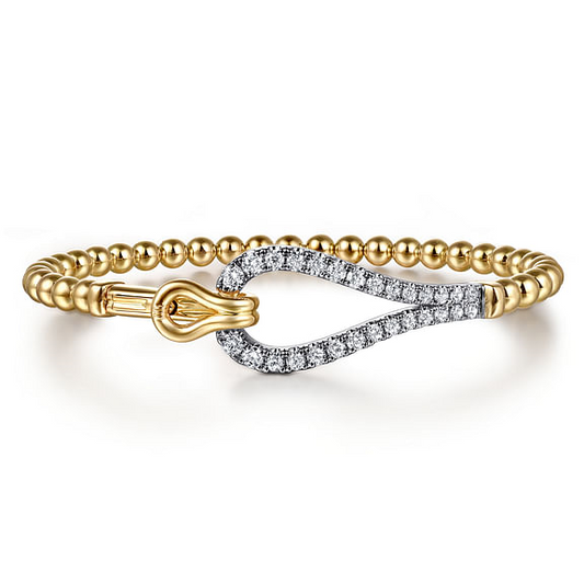 14K White & Yellow Gold Bujukan Diamond Link Split Bangle Bracelet