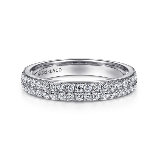 14K White Gold Diamond Pave Band Ring