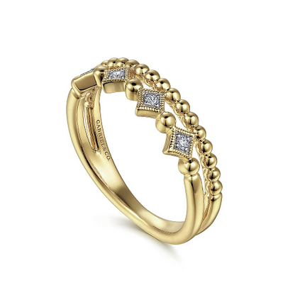 14K Yellow Gold Bujukan Diamond Stackable Ring